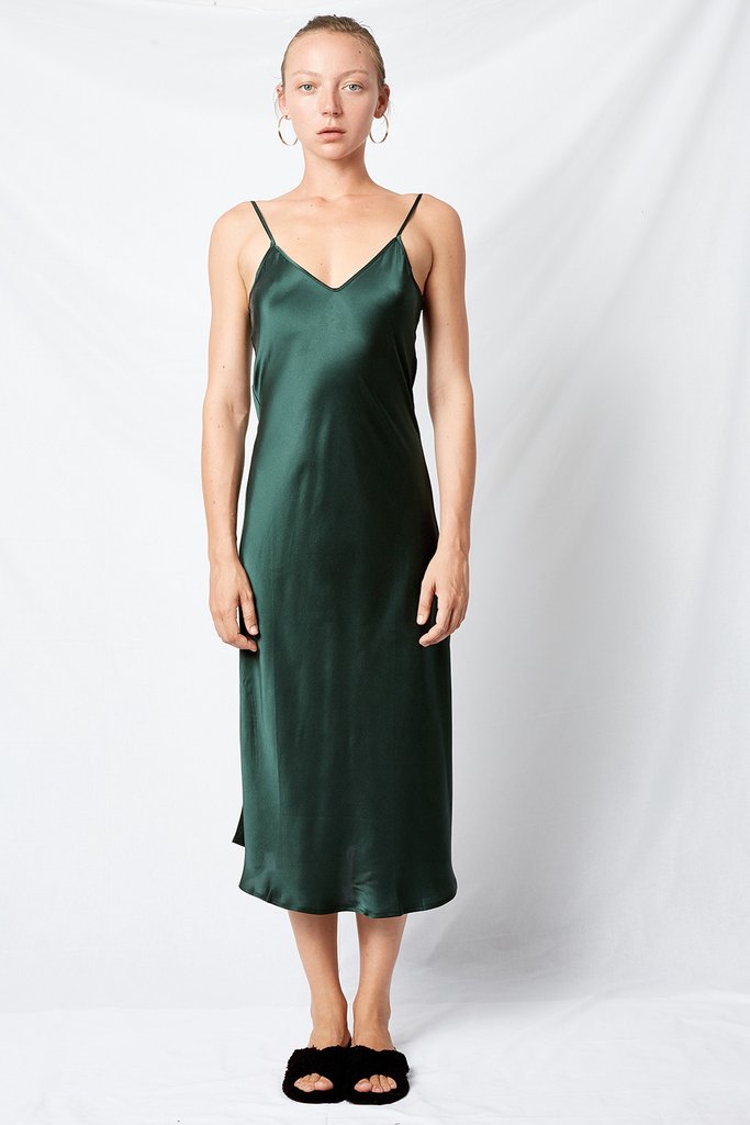SILK LAUNDRY 90's Silk Slip Dress - Emerald