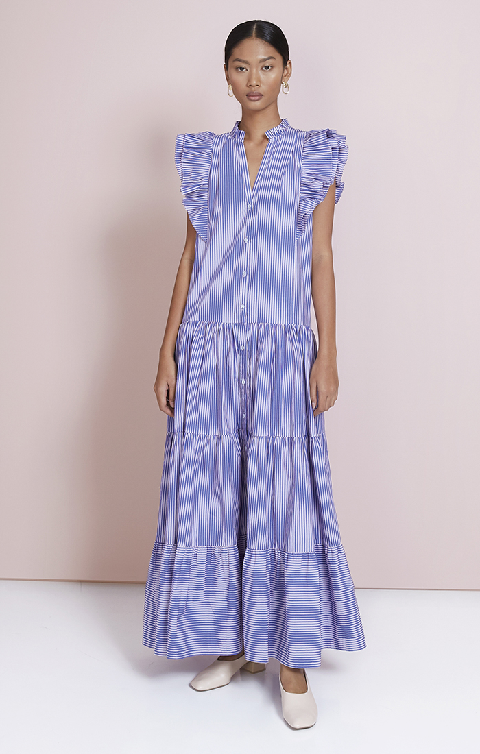 MAGALI PASCAL Rosane Maxi Dress - Blue Shadow Stripe